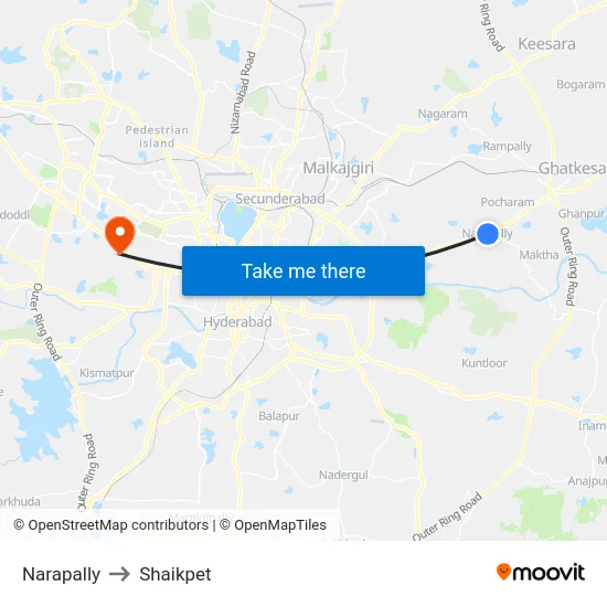 Narapally to Shaikpet map