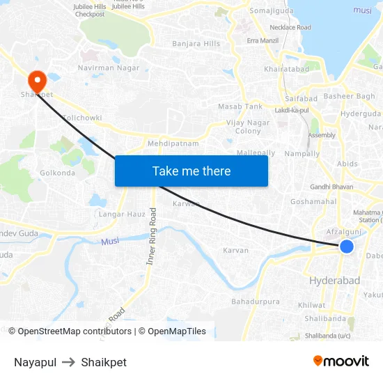 Nayapul to Shaikpet map