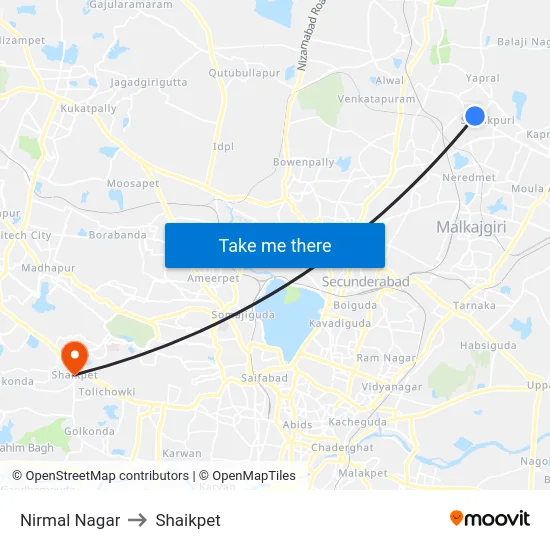 Nirmal Nagar to Shaikpet map
