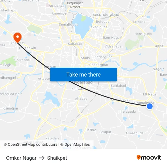 Omkar Nagar to Shaikpet map