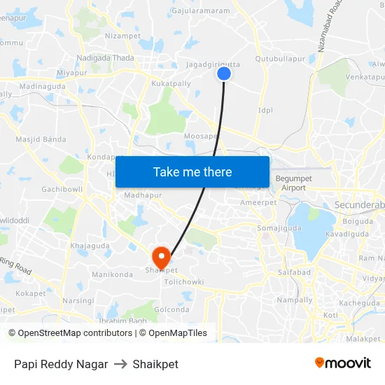 Papi Reddy Nagar to Shaikpet map