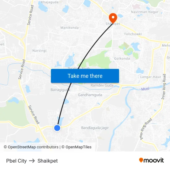 Pbel City to Shaikpet map