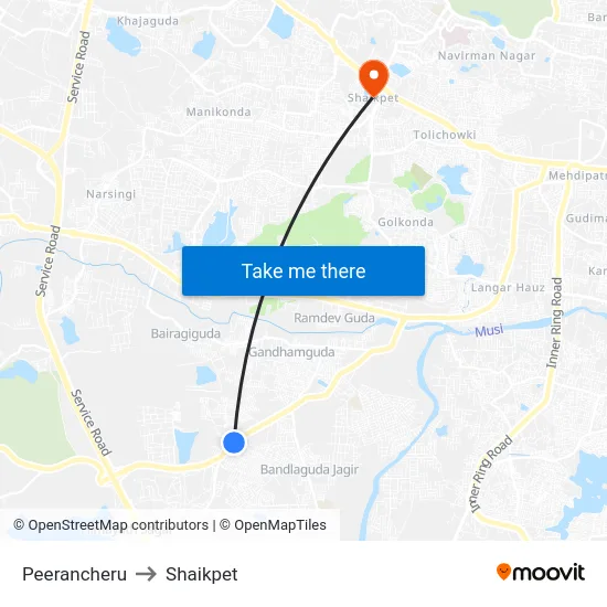 Peerancheru to Shaikpet map
