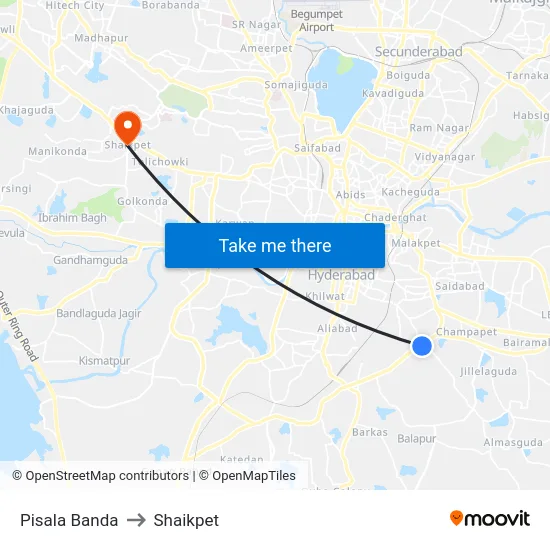 Pisala Banda to Shaikpet map