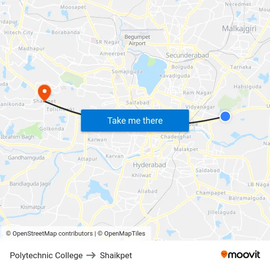 Polytechnic College to Shaikpet map