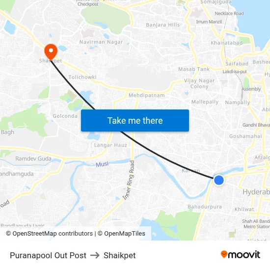 Puranapool Out Post to Shaikpet map