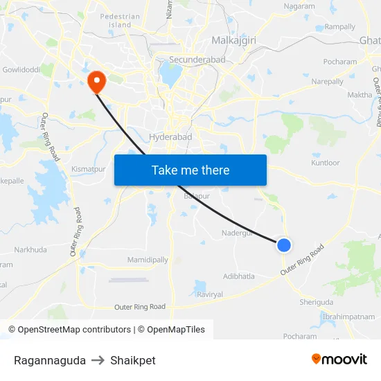 Ragannaguda to Shaikpet map