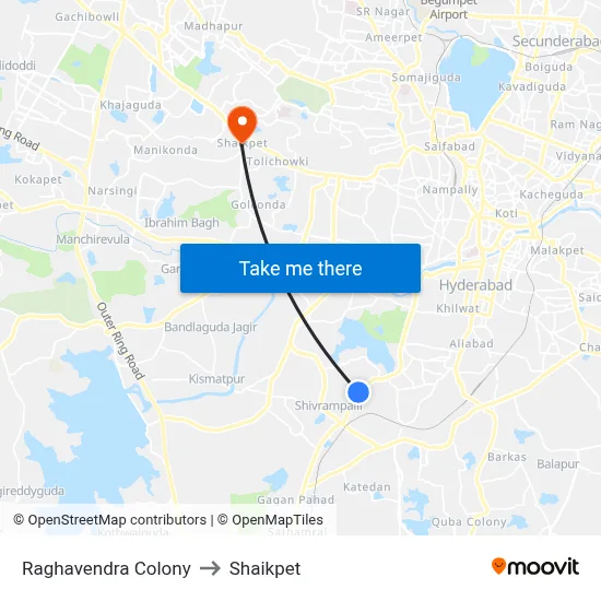 Raghavendra Colony to Shaikpet map