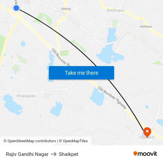 Rajiv Gandhi Nagar to Shaikpet map