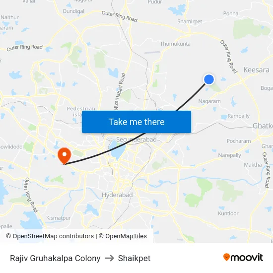 Rajiv Gruhakalpa Colony to Shaikpet map