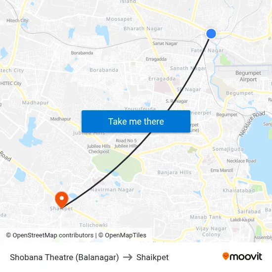 Shobana Theatre (Balanagar) to Shaikpet map