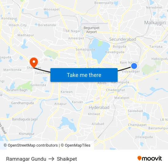 Ramnagar Gundu to Shaikpet map