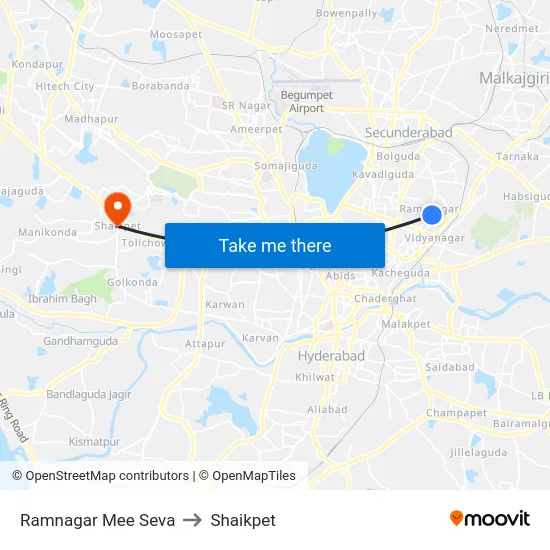 Ramnagar Mee Seva to Shaikpet map