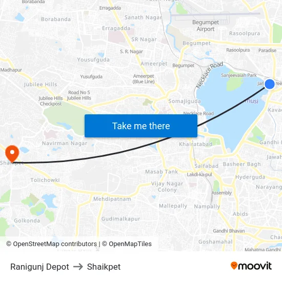 Ranigunj Depot to Shaikpet map