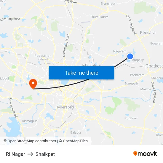 Rl Nagar to Shaikpet map