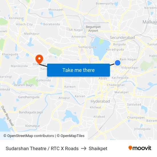 Sudarshan Theatre / RTC X Roads to Shaikpet map