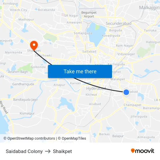 Saidabad Colony to Shaikpet map