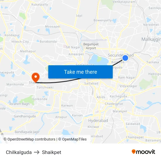 Chilkalguda to Shaikpet map