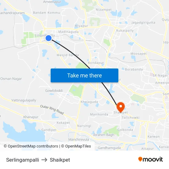 Serlingampalli to Shaikpet map