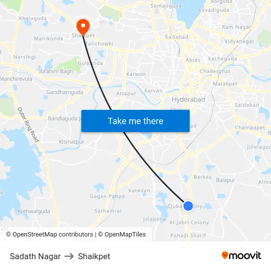 Sadath Nagar to Shaikpet map