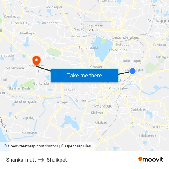 Shankarmutt to Shaikpet map