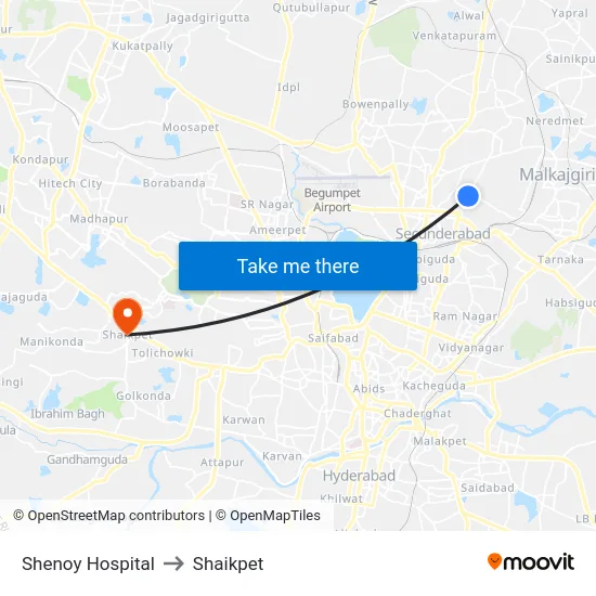 Shenoy Hospital to Shaikpet map