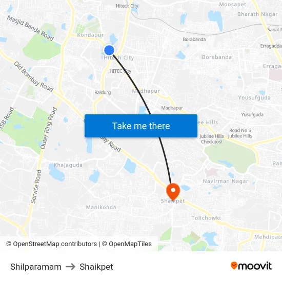 Shilparamam to Shaikpet map