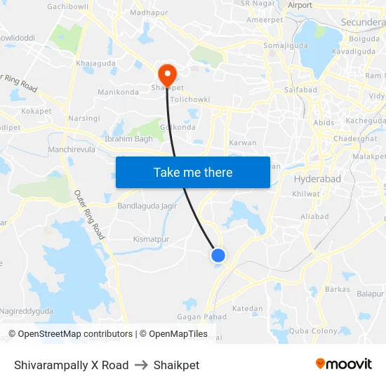 Shivarampally X Road to Shaikpet map