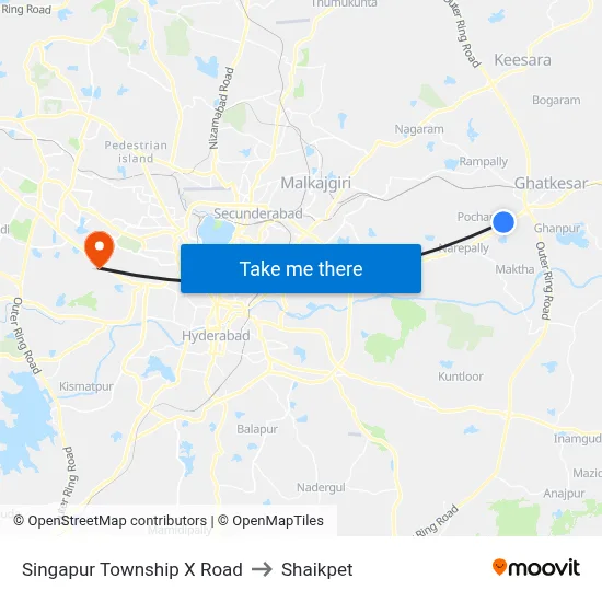 Singapur Township X Road to Shaikpet map
