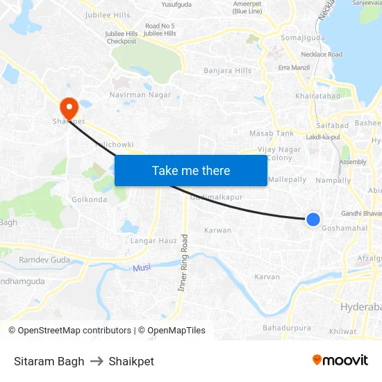 Sitaram Bagh to Shaikpet map