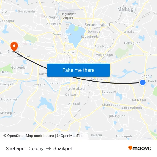 Snehapuri Colony to Shaikpet map