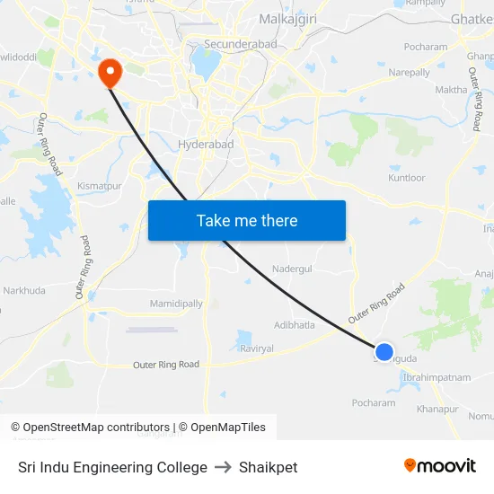 Sri Indu Engineering College to Shaikpet map