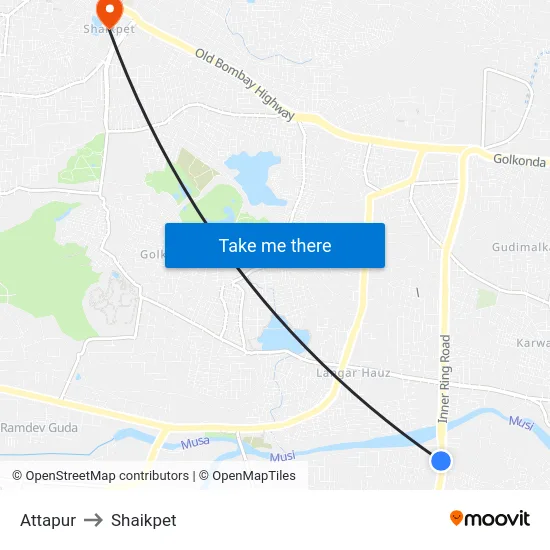 Attapur to Shaikpet map
