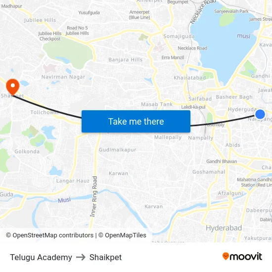 Telugu Academy to Shaikpet map