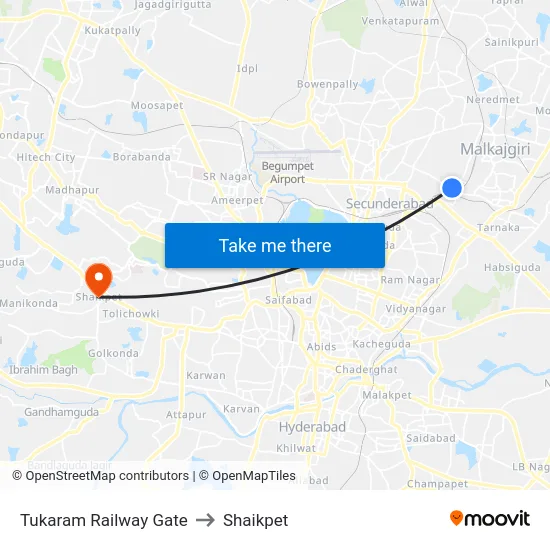 Tukaram Railway Gate to Shaikpet map