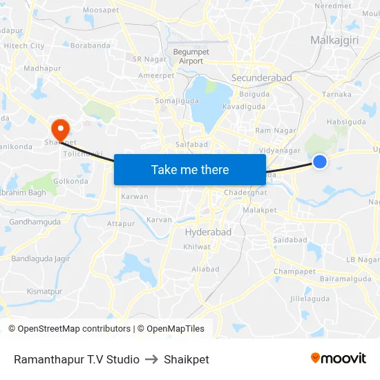 Ramanthapur T.V Studio to Shaikpet map