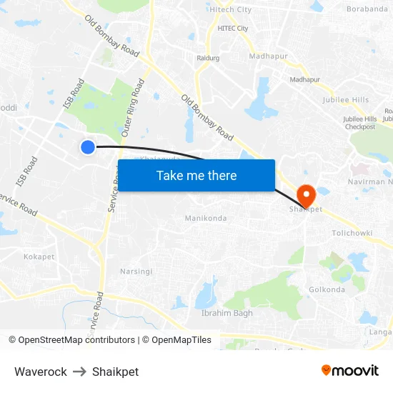 Waverock to Shaikpet map