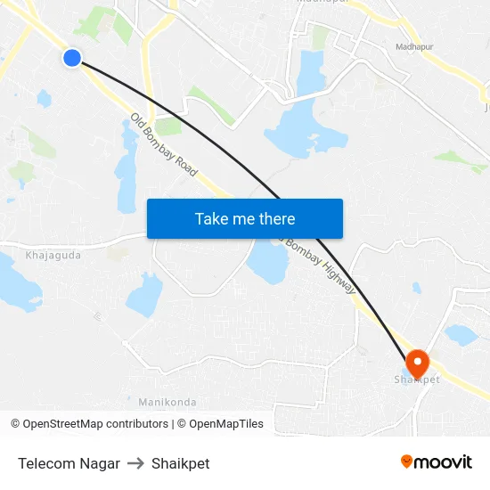 Telecom Nagar to Shaikpet map