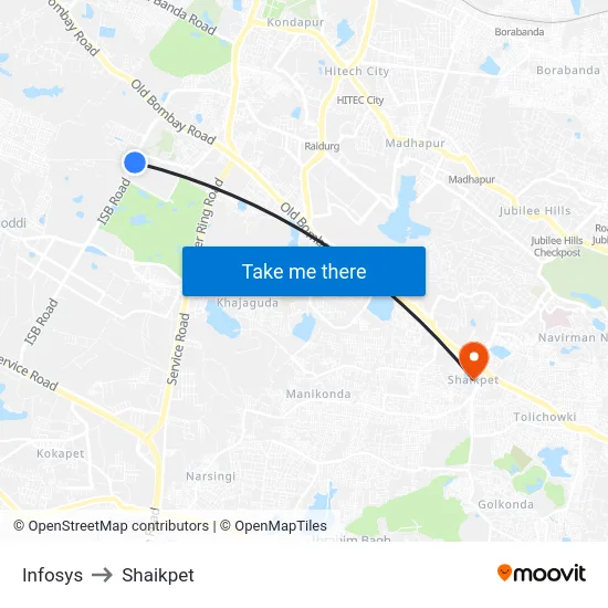 Infosys to Shaikpet map