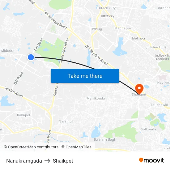 Nanakramguda to Shaikpet map
