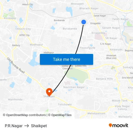 P.R.Nagar to Shaikpet map