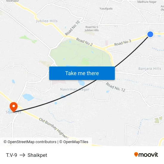 T.V-9 to Shaikpet map