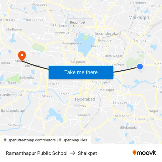 Ramanthapur Public School to Shaikpet map