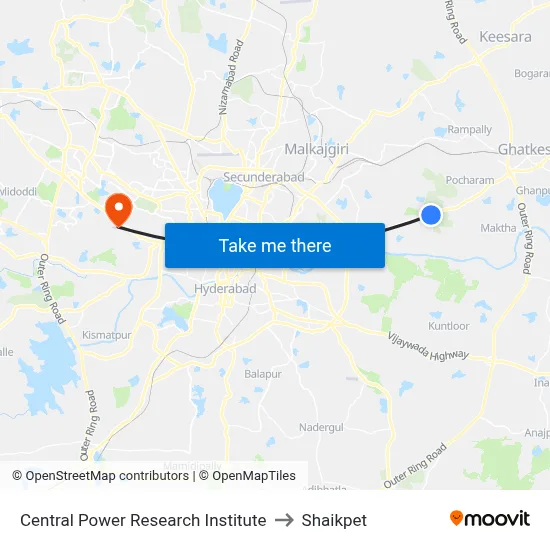 Central Power Research Institute to Shaikpet map