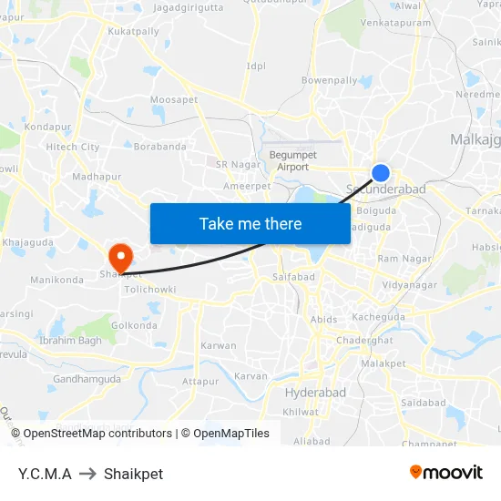 Y.C.M.A to Shaikpet map