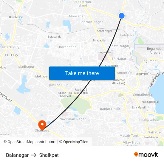 Balanagar to Shaikpet map
