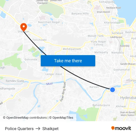 Police Quarters to Shaikpet map