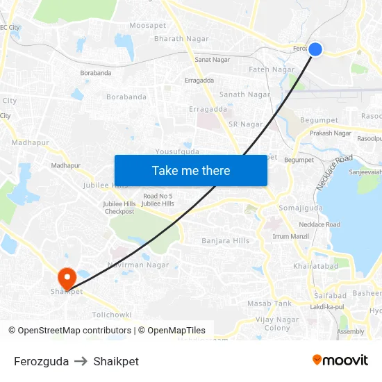 Ferozguda to Shaikpet map