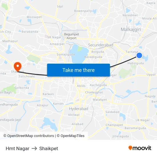 Hmt Nagar to Shaikpet map