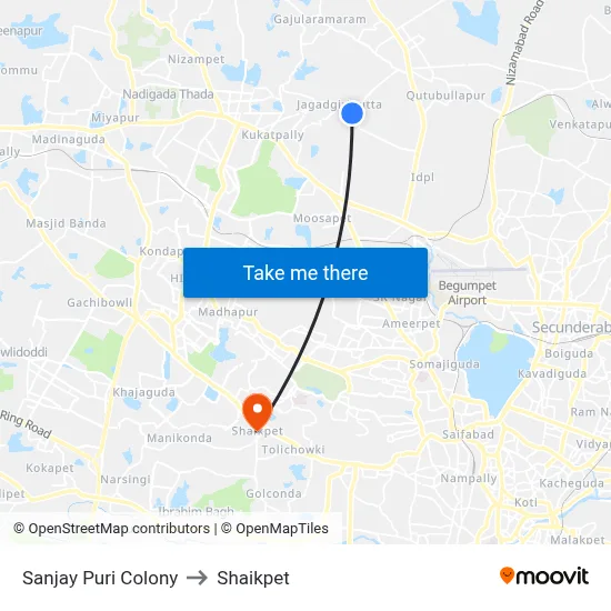 Sanjay Puri Colony to Shaikpet map